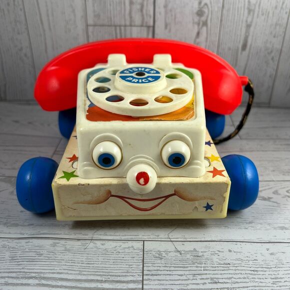 Vintage Fisher-Price Classic Chatter Telephone Toy with Plastic Base - Picture 1 of 7